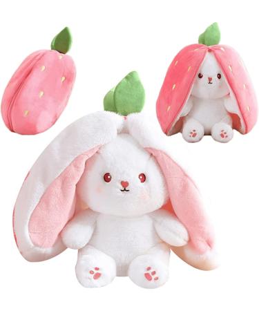 Bunny Toys for Kids Bunny Toy Rabbit Soft Toy Cute Rabbit Teddy Stuffed Animal Pillow Big Ear Cuddly Rabbit Plushie Easter Decor Birthday Gifts for Adults Boys Girls Orange (Strawberry 7 IN/0.14kg)