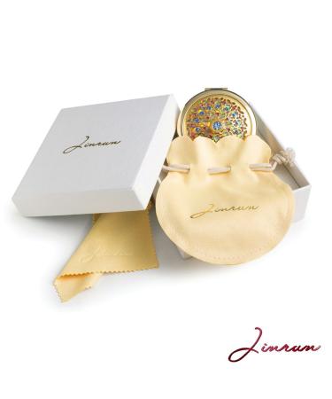 Jinvun 24k Gold Electroplate Makeup Mirror - Luxury Round Vanity Mirror for Women - Compact Cosmetic Mirror with Diamonds - Perfect Gift Idea - Buy Online on GoSupps.com
