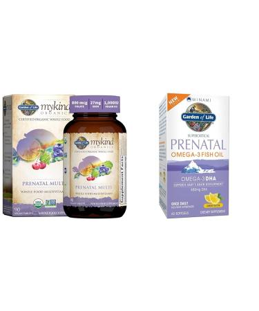 Garden of Life Women s Prenatal Multivitamin with Vitamin D3 B6 B12 C & Iron & Prenatal DHA Omega 3 Fish Oil - Minami Natural Prenatal 60 Softgels