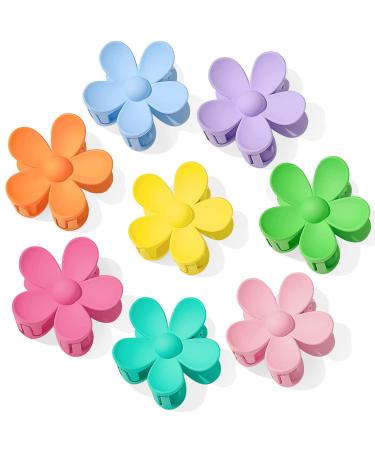 Flower Hair Clips Hair Claw Clips 8PCS Big Cute Claw Clips For Women Thick Hair  Large Hair Clips Strong Hold For Women Thin Hair 8 Colors 8 PCS