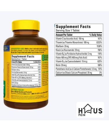 MEIN HAUS Nature Made Super B Energy Complex Supplement 460 Tablets - Brain Cell & Nervous System Support - Buy Online on GoSupps.com