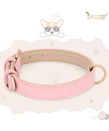 JASGOOD Leather Dog Collar for Small Medium Large Dogs | Adjustable Soft Breathable Padded Puppy Collar | Heavy Duty Waterproof Pet Collar in Pink | Size M Neck 16.73 -20.66, Width 0.98 - Buy Online on GoSupps.com