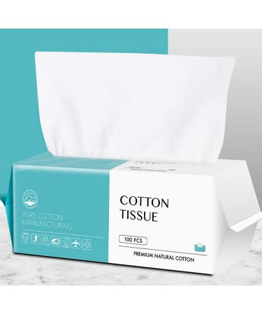 Cotton Facial Dry Wipes 100 Count, Deeply Cleansing Face Towel, Multi-Purpose for Skin Care, Make-up Wipes, Face Wipes and Face Towel 100 Count (Pack of 1)