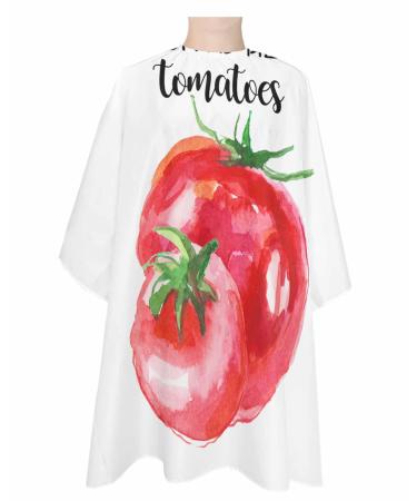 Vegetables Tomatoes Barber Cape Salon Hair Cutting Cape for Women Men Kids Adults Haircut Cape with Adjustable Elastic Neckline Hairdressing Stylist Cape Accessories Red Fruits Painting Modern White