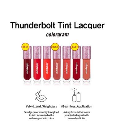 COLORGRAM Thunderbolt Tint Lacquer 02 Heart Tok with Argan Oil - High Pigment Long Lasting Lip Stain - Hydrating K Beauty Makeup - Buy Online on GoSupps.com