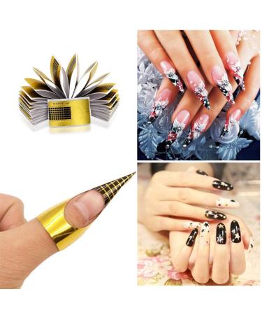 Pack of 100 Self-Adhesive Nail Stencils for Gel Nails & Extensions - Golden Modeling Stencils - Buy Online on GoSupps.com