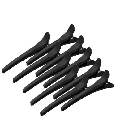 WANBY Hair Clips 12 Pieces Black Durable Large Biting Alligator Clip Set Professional Plastic Hair Clips for Easy Styling and Cutting (Black)