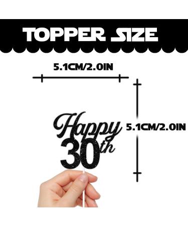 18pcs Black Glitter Happy 30th Dessert Cupcake Pick for Cheer to 30 Years Old Theme Decor Supplies Men Women Happy Birthday Wedding Anniversary Party Decoration - Buy Online on GoSupps.com