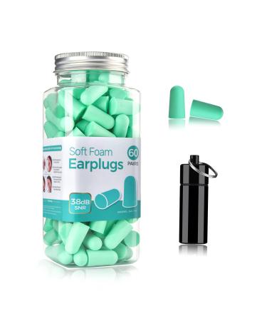 60 Pairs Reusable Foam Earplugs for Sleeping Gray Green
