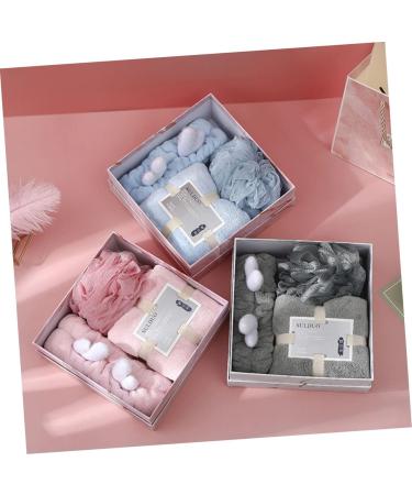 Angoily 1 Set Three Piece Bath Set Skin-Friendly Spa Hair Body Scrubber Puff Exfoliating Body Face Washing Hairband Shower Birthday Present Coral Fleece Finished Product Pink - Buy Online on GoSupps.com
