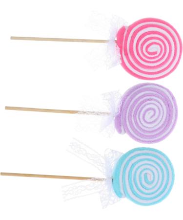 ABOOFAN 6 Pcs Simulation Lollipop Candies Candy Models Simulated Lollipop Prop Scene Decorative Props Party Lollipop Decorations Xmas Party Supplies Wood Cartoon Flowers Assorted Colorx2pcs 25.00X9.00X2.50CMx2pcs - Buy Online on GoSupps.com