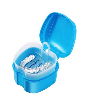 Morio prosthesis case prosthesis box case prosthesis bad box case dental false teeth storage box with hanging net container (light blue)