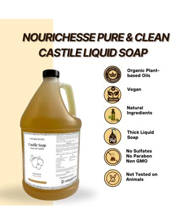 Liquid Castile Soap 1 Gallon - Unscented Organic Vegan Natural Body Wash & Baby Soap - All Natural Hand Soap for Sensitive Skin - Eco-Friendly Cleanser - Buy Online on GoSupps.com