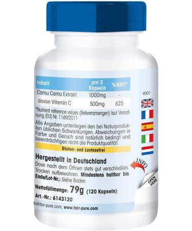 SoMatEm Fair & Pure Camu Camu extract 500mg vegan 120 capsules natural vitamin C - Buy Online on GoSupps.com