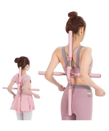 Back Straightener Posture Corrector For Women, Yoga Sticks Stretching Tool for Posture, Humpback Correction Sticks Stretching Tool, Retractable Design Back Brace Women Posture Corrector for Men kids (Pink)