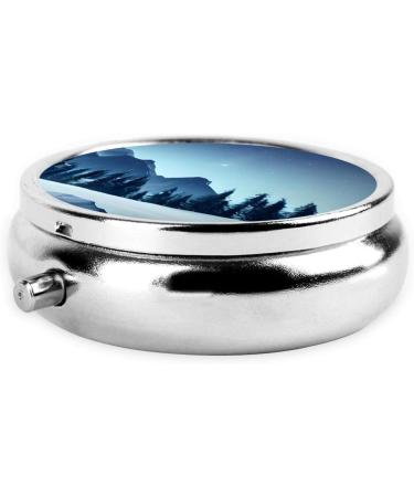 Snowy Forestround Pill Box - 3 Compartment Portable Organizer for Travel & Purse | Best Pill Box for Easy Medication Management - Buy Online on GoSupps.com