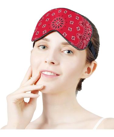 Red Paisley Sleep Mask for Women - Adjustable Eye Shades Cover with Elastic Strap for Comfortable Sleep - Buy Online on GoSupps.com