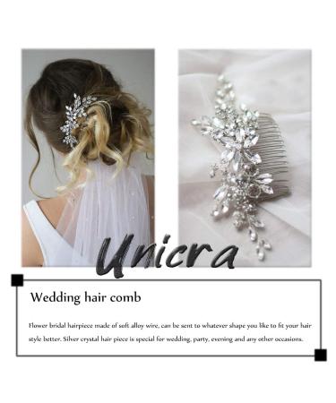 Unicra Crystal Wedding Hair Comb - Sparkly Rhinestone Bridal Headpiece for Women - A-Silver - Buy Online on GoSupps.com