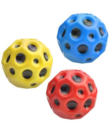 Xinchen 3 pieces moon ball planet bouncy balls astro jump high jump rubber ball space moonball moonball lavaball mini bouncing toy bouncy for kids party gift. (Random color)