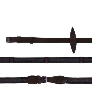 Buy QHP Anti-Slip Reins with Leather Straps - Dark Brown for Warmbloods | International Shipping Available - Buy Online on GoSupps.com