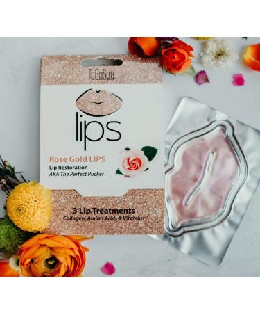ToGoSpa Rose Gold LIPS | Hydrating Anti-Aging Lip Masks with Hyaluronic Acid & Vitamins C&E - 3 Pack - Buy Online on GoSupps.com
