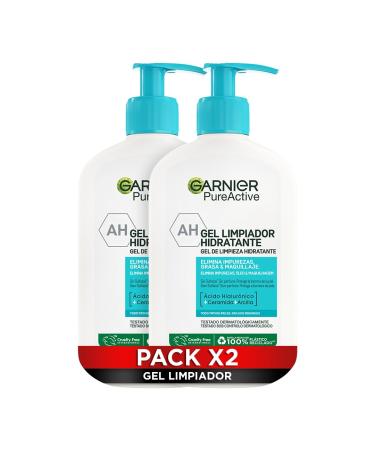 Garnier Garnier Pure Active Moisturizing Cleansing Gel with Hyaluronic Acid Ceramide and Clay Removes Impurities Grease and Makeup 2 x 250 ml