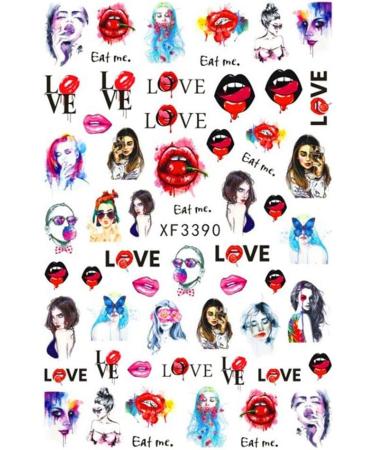 Decoration Red Lips Luxury Valentines Love Heart 3D Nail Stickers Decals(XF3389) - Buy Online on GoSupps.com