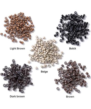 2500Pcs 5.0mm Silicone Lined Micro Rings for Hair Extensions - 5 Colors | Silicone Micro Links Beads with Pulling Hook and Needle - Buy Online on GoSupps.com