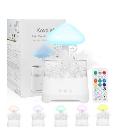 Kavolet Rain Cloud Humidifier with Remote Control White Noise Aroma Diffuer with 3 Level Adjustable Raindrop Night Light Humidifier with 7 Color Changing Lights for Bedroom and Office (White)
