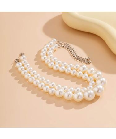 Oralgos Pearl Chain Set - Elegant Party Jewelry | 2 Stunning Necklaces | Fashionable ABS Pearls - Buy Online on GoSupps.com