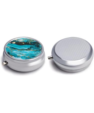 Buy Turquoise Blue Gold Marble Pill Box - 3 Compartment Portable Travel Pill Organizer for Purse & Handbag - Buy Online on GoSupps.com