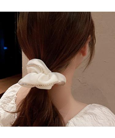 Satin Silk Hair Scrunchies for Women - White Elastic Hair Ties - Buy Online on GoSupps.com