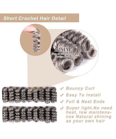 PHOCAS 3Packs Saniya Curly Crochet Hair 10 Inch 20roots/pack for Crochet Braids - 12MM Gray Mix - 3 Packs - Buy Online on GoSupps.com