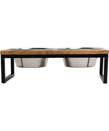 Brave Bark Wood & Metal Feeder - Premium Mango Wood Stand | 2 Stainless Steel Bowls | For Dogs, Cats & Pets | Ideal for Home or Office | Large - Buy Online on GoSupps.com