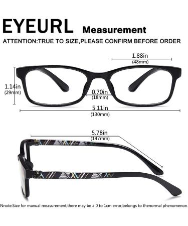 EYEURL 2.50 Reading Glasses for Men & Women - 2 Pack Blue Light Blocking Rectangular Frames Anti-Glare Stylish Prescription Eyewear - Lightweight Blue & Black - Buy Online on GoSupps.com