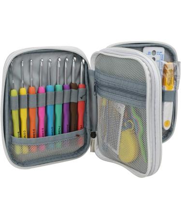 Katech Portable Empty Crochet Hook Case with Web Pocket - Travel Storage Bag Organizer for Crochets and Knitting Accessories (Line Pattern) - Buy Online on GoSupps.com