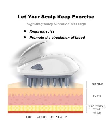 Electric Scalp Massager Comb & Hair Shampoo Brush - 3 Vibration Modes, Silicone Bristles, White - Buy Online on GoSupps.com