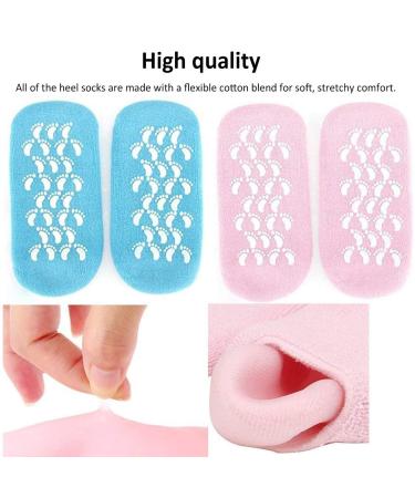 Moisturizing Gel Socks - 2 Pairs of Reusable Soft Socks with Essential Oil Treatment for Dry Skin Pink & Blue - Buy Online on GoSupps.com