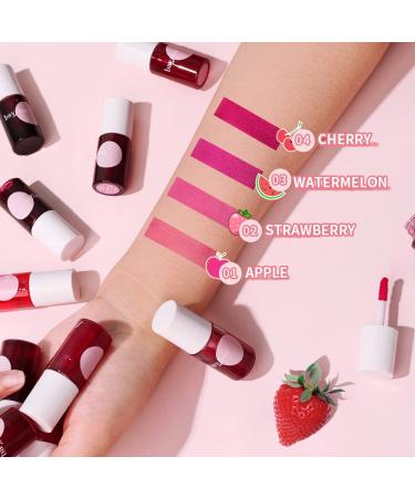 Buy 2 Colors Lip Stain Tint Set - Hydrating Velvet Lipstick Mini - Long Wear Lip Gloss (Strawberry & Cherry - Buy Online on GoSupps.com