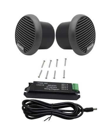 Herdio 3" inch Marine Bluetooth Speakers Boat Motorcycle Hot tub Stereo with Max Power 140 watt(A Pair) (Gray)