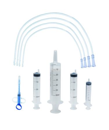 Puppy Feeding Tube Kit Includes 20Inch Kendall Feeding Tubes,60ML/30ML/10ML Syringes,Pet Pill Feeding Syringe Puppy Kitten Nestling Feeding Tool for Small Animals(9 Pack)