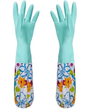 Flower Rubber Long Gloves Household Gloves Antiskid Washing Cleaning Gloves (Color : Pink) - Buy Online on GoSupps.com