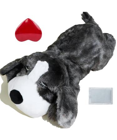 vocheer Puppy Heartbeat Toy Dog Anxiety Relief Calming Aid Puppy Heartbeat Stuffed Animal Behavioral Training Sleep Aid Comfort Soother Plush Toy for Puppies Dogs Cats Grey
