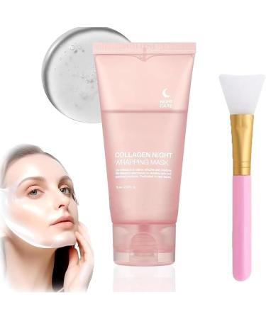 Collagen Night Wrapping Mask Collagen Overnight Wrapping Peel Off Facial Mask Overnight Collagen Wrapping Mask Hydrolyzed Collagen Perfect for Dry & Dehydrated Skin(1Set)