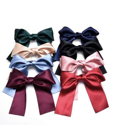 8pcs Women Cute Large Satin Ribbon Hair Clips - Stylish & Elegant Hair Accessories for All Occasions | International Shipping Available - Buy Online on GoSupps.com