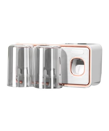 Tyenaza Toothbrush Caddy Drill-Free Toothbrush Storage Rack with Automatic Toothpaste Pump (White) White