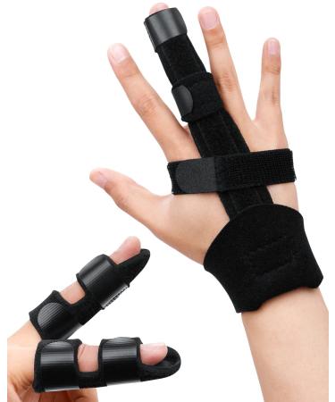 Golbylicc 3PC Trigger Finger Splints Adjustable Hand Splints for Straightening Fingers  Full Hand and Wrist Brace with Finger Support for Arthritis  Broken Finger  Pain Relief  Sprains Mallet Injury