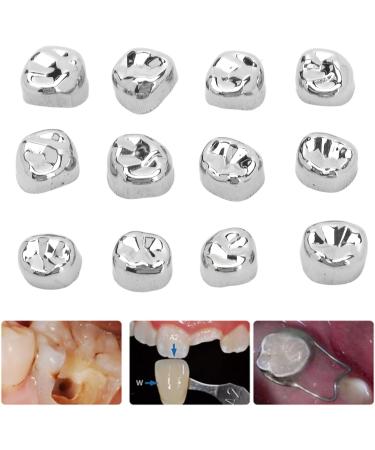 Buy 12 Pieces Molar Metal Crowns - Stainless Steel Temporary Crown Veneers for Anterior & Back Teeth Restoration - Buy Online on GoSupps.com