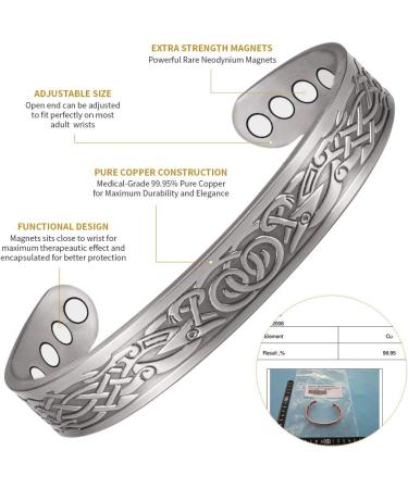 YINOX Adjustable Magnetic Copper Ring Jewelry Set - Antique Silver Bracelet for Arthritis Relief | Fashion for Women & Men - Buy Online on GoSupps.com