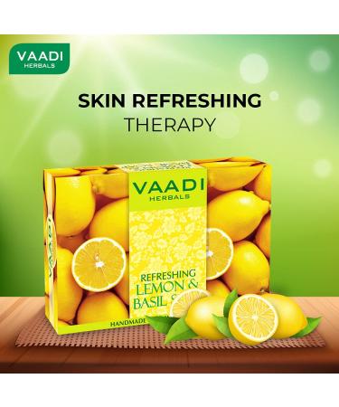 Vaadi Herbals Refreshing Lemon & Basil Soap - 6 Pack (75g Each) | Natural Herbal Cleanser for All Skin Types | International Shipping Available - Buy Online on GoSupps.com